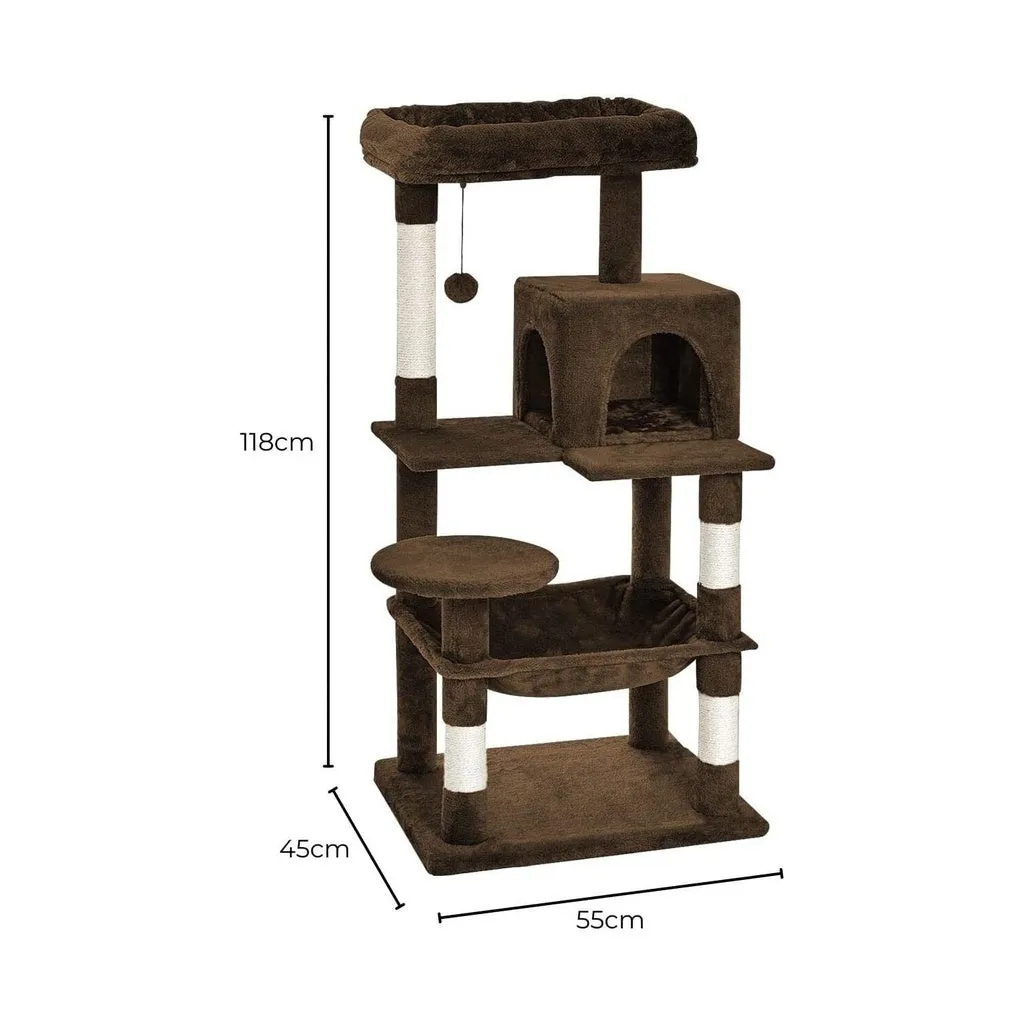 118cm Plush Cat Condo with Hammock & Sisal Posts | Floofi