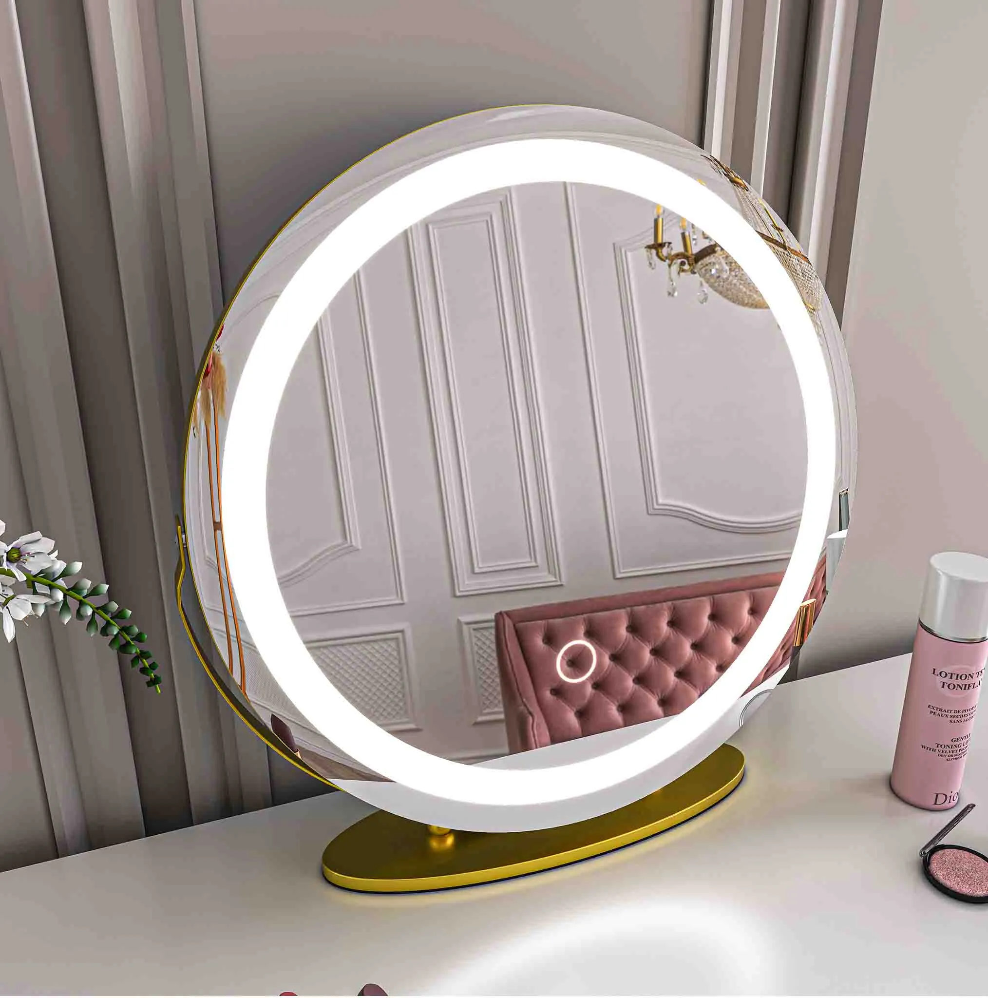 19'' Round Makeup Vanity Mirror with Lights for Bathroom Table