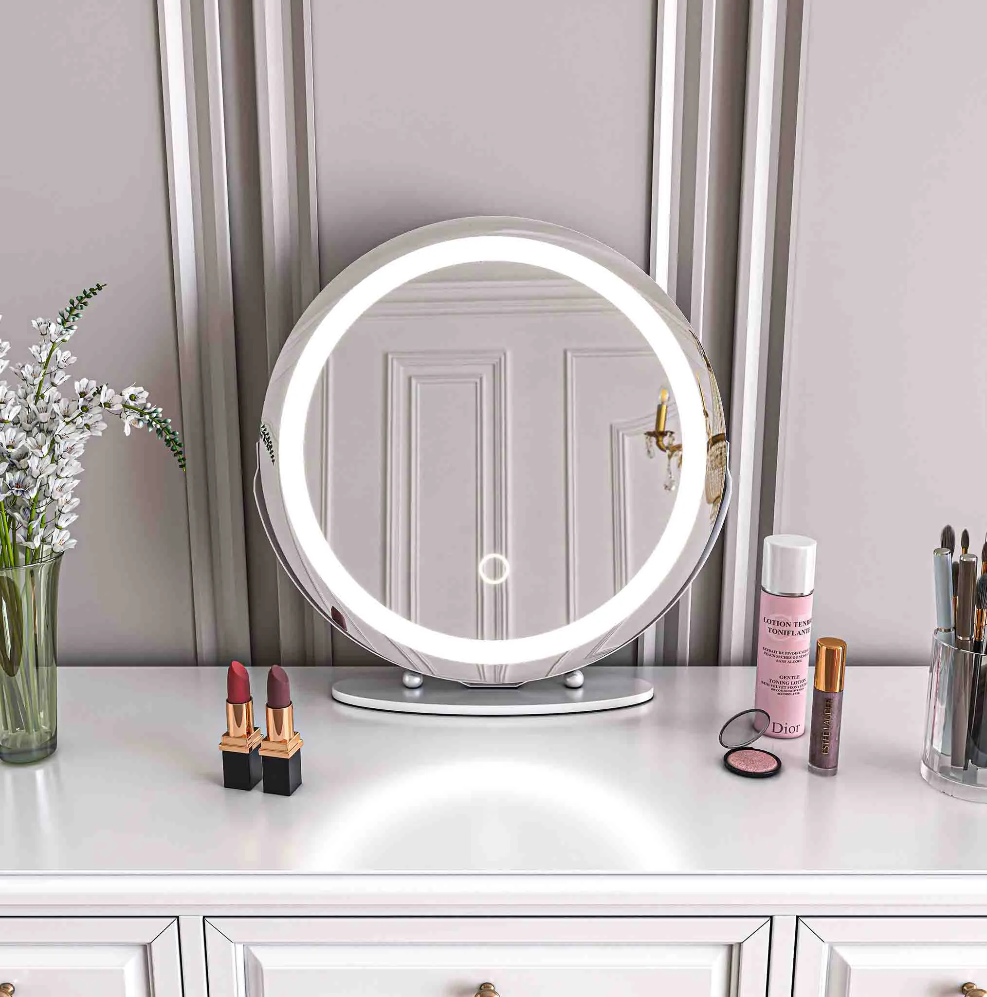 19'' Round Makeup Vanity Mirror with Lights for Bathroom Table