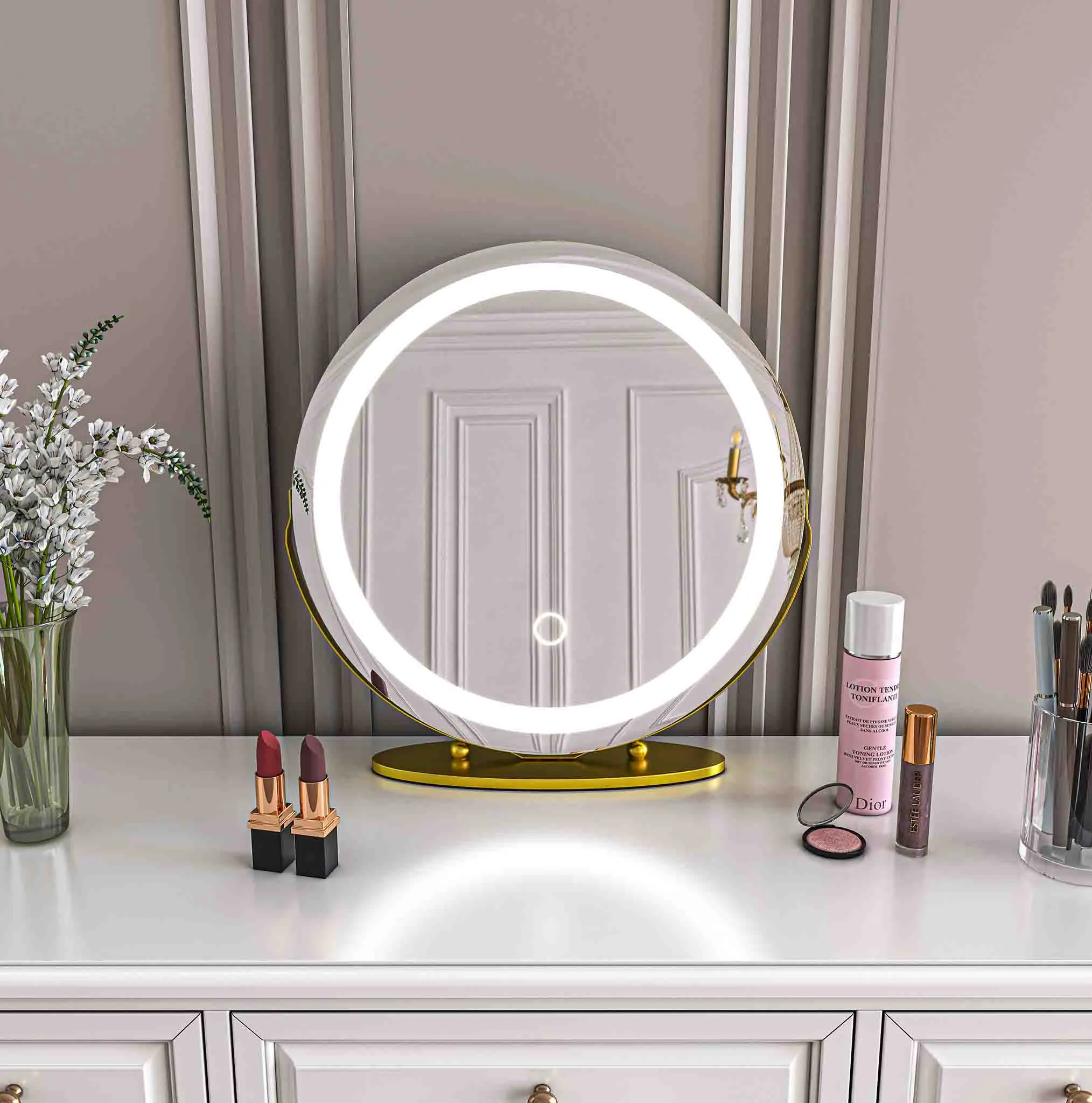 19'' Round Makeup Vanity Mirror with Lights for Bathroom Table