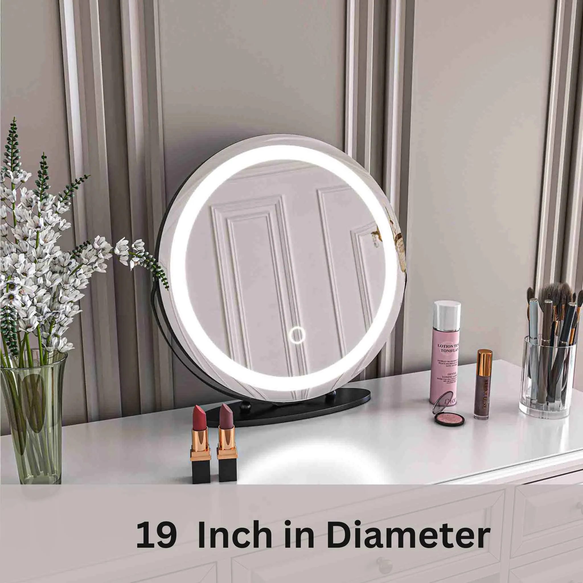 19'' Round Makeup Vanity Mirror with Lights for Bathroom Table