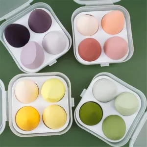 4pcs Makeup Blender Cosmetic Puff Makeup Sponge with Storage Box Foundation Powder Sponge Beauty Tools