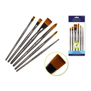 Artist Brush Set: Silver Set Wood Handle/Nylon Hair-Impact, x6