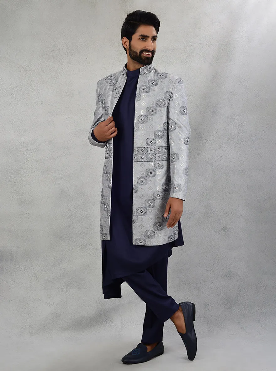 Bluish Grey Indowestern | TULA