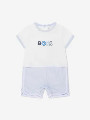 BOSS Baby Boys Organic Cotton Romper in Blue