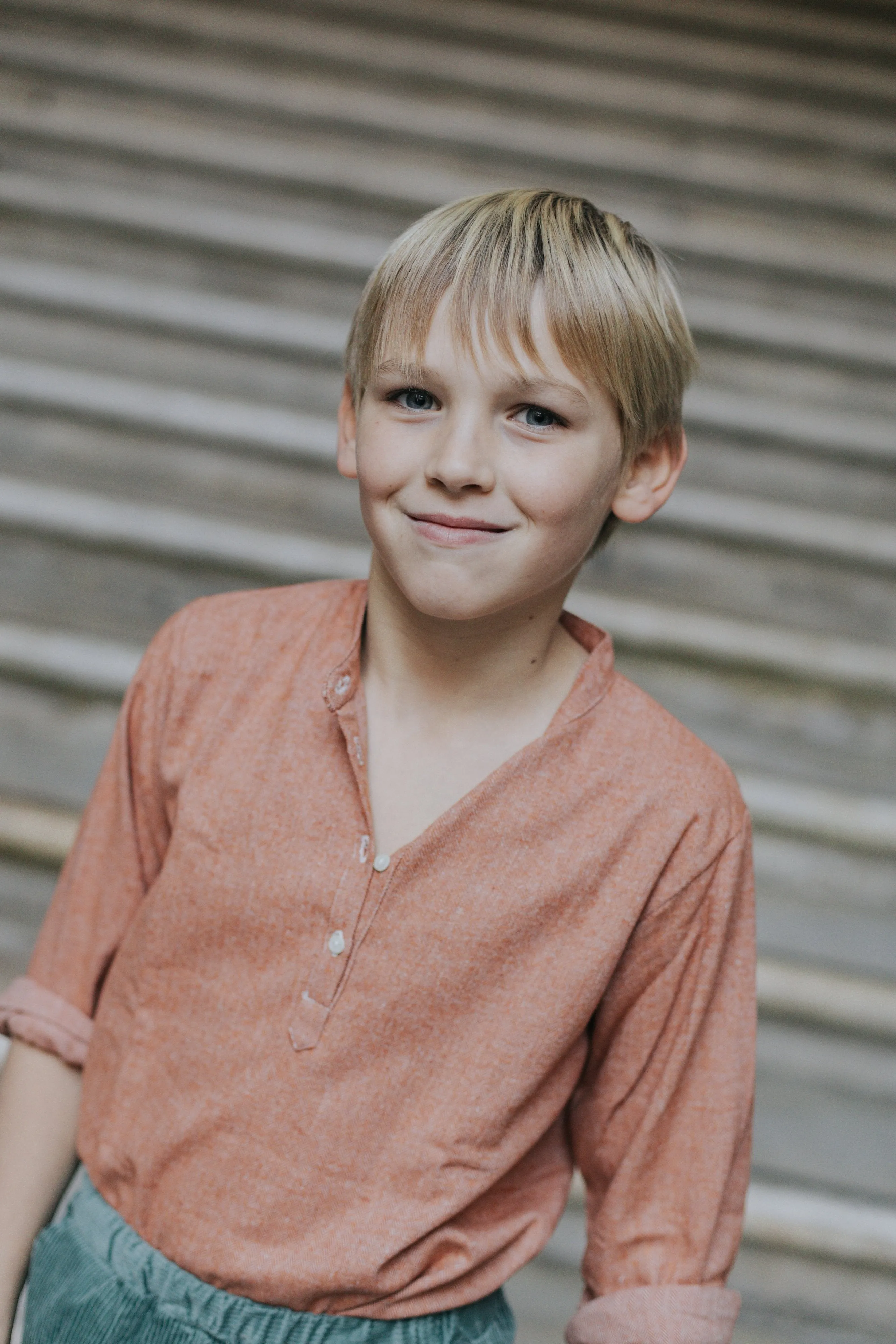 Boy Shirt - Coreana Orange Herringbone