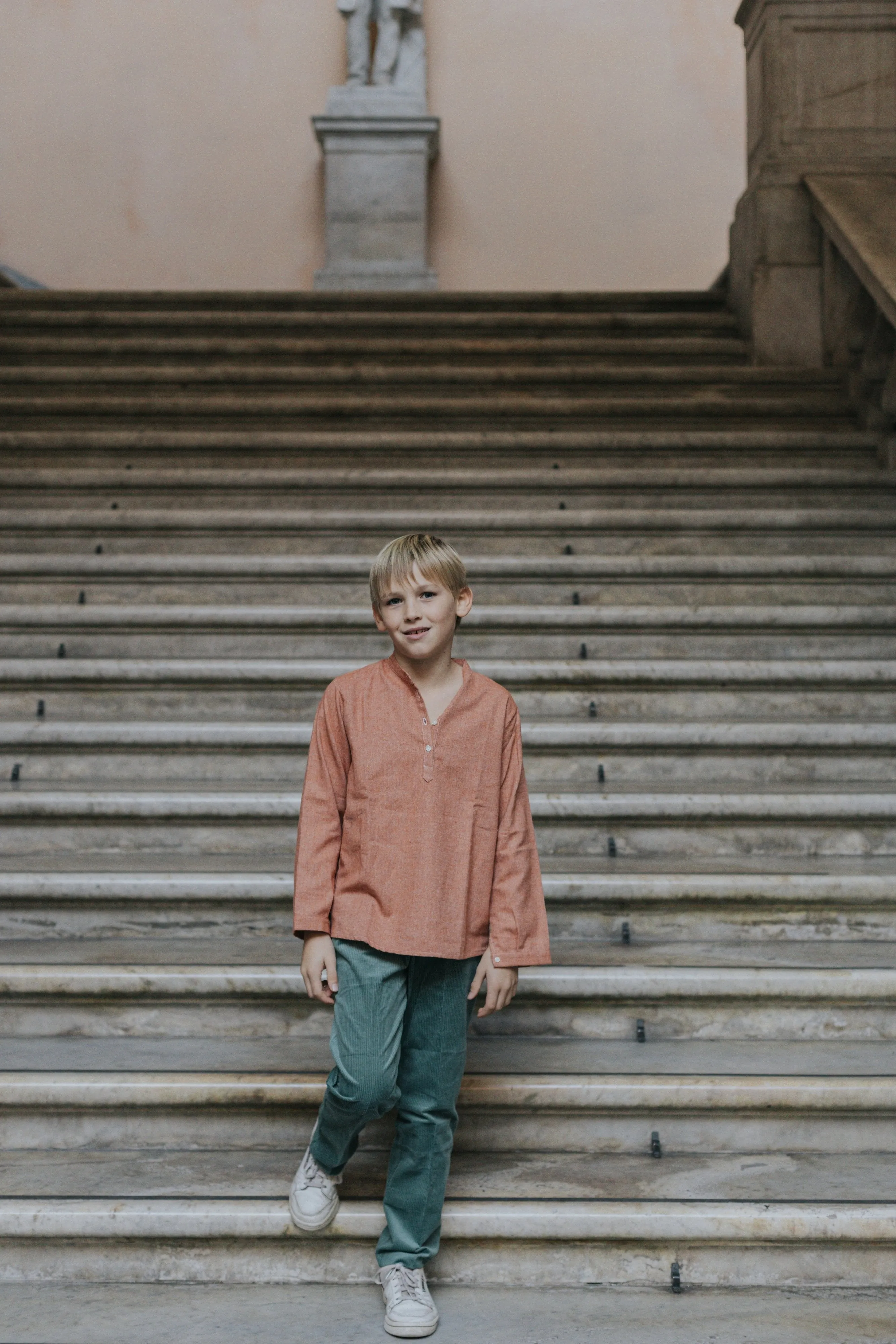 Boy Shirt - Coreana Orange Herringbone