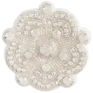 David Tutera Silver Bridal Applique: Round Scallop Shape w/Beading & Rhinestones