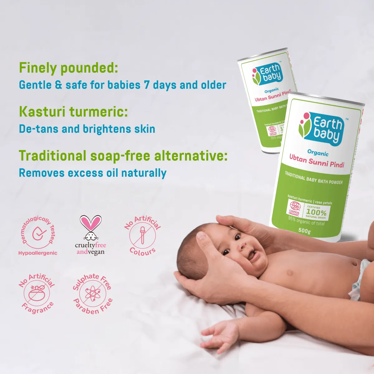 EarthBaby 100% Certified Natural Ubtan Sunni Pindi Bath Powder Pack- 500 gm