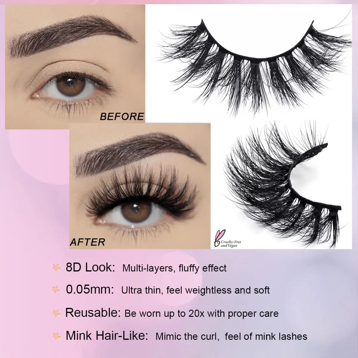 Eyelashes - Mix 10 Styles 100 pairs Mink Natural Look Eyelash