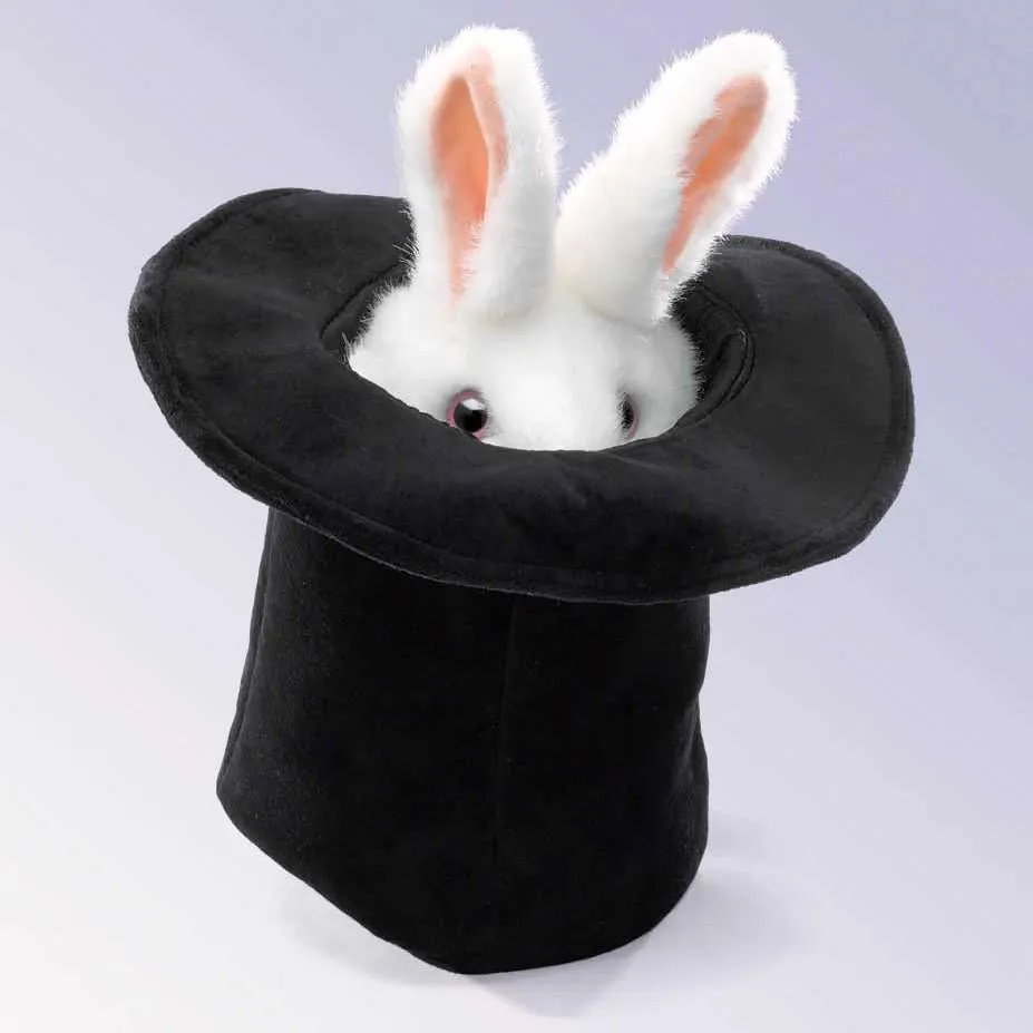 Folkmanis rabbit in hat puppet