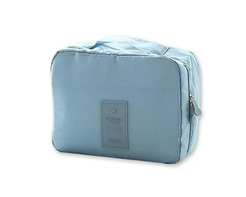 Multi-functional Nylon Travel Makeup Bag - Ice Blue