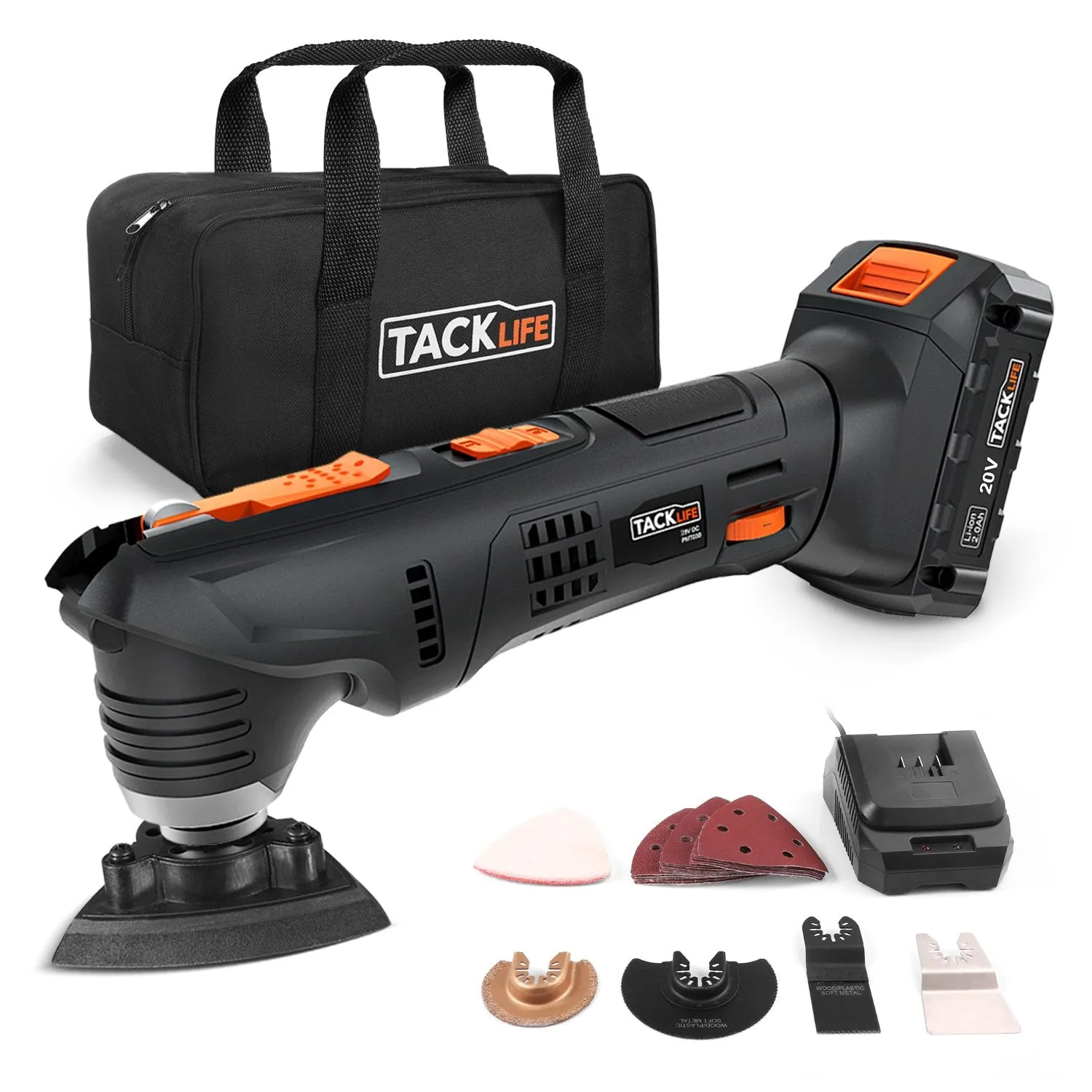 Oscillating Tool, 20V Max Cordless Multifunctional Tool, 2.0Ah Lithium-Ion Battery, 6 Variable Speed