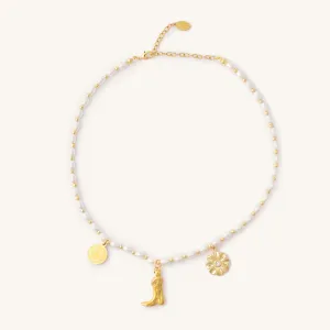 Pearl Charm Necklace w/ 3 Charms