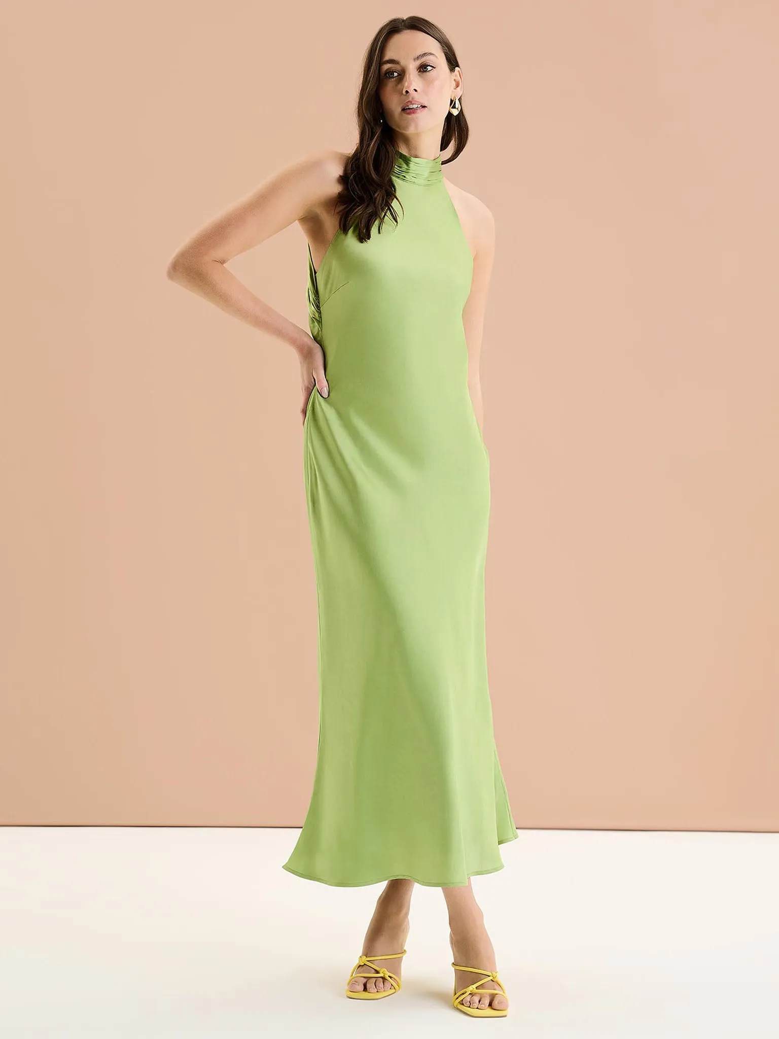 Seychelles Drape Back Detail Dress in Sage