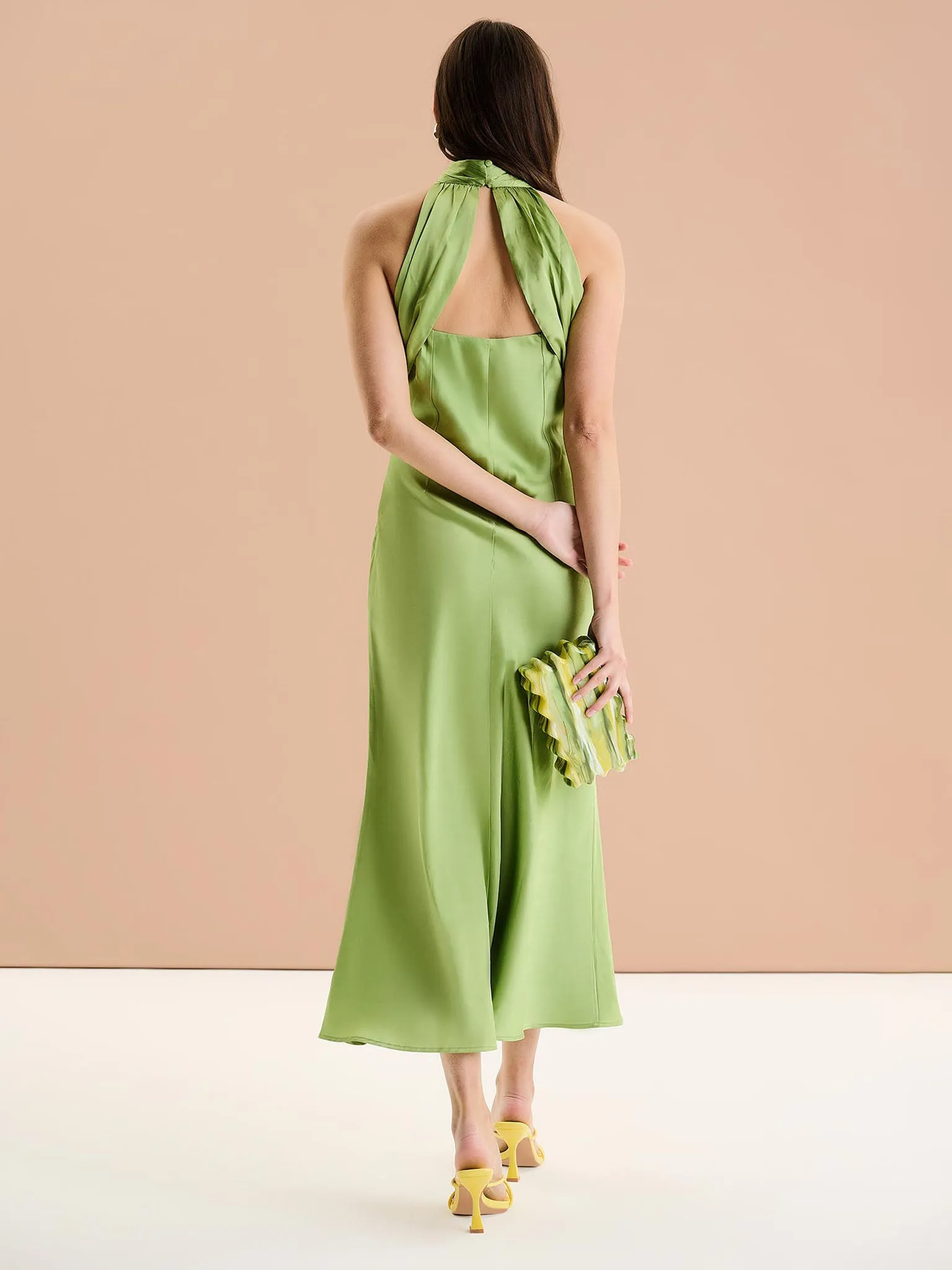 Seychelles Drape Back Detail Dress in Sage