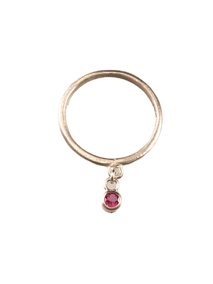 Sterling & Faceted Pink Tourmaline Gemstone Charm Ring