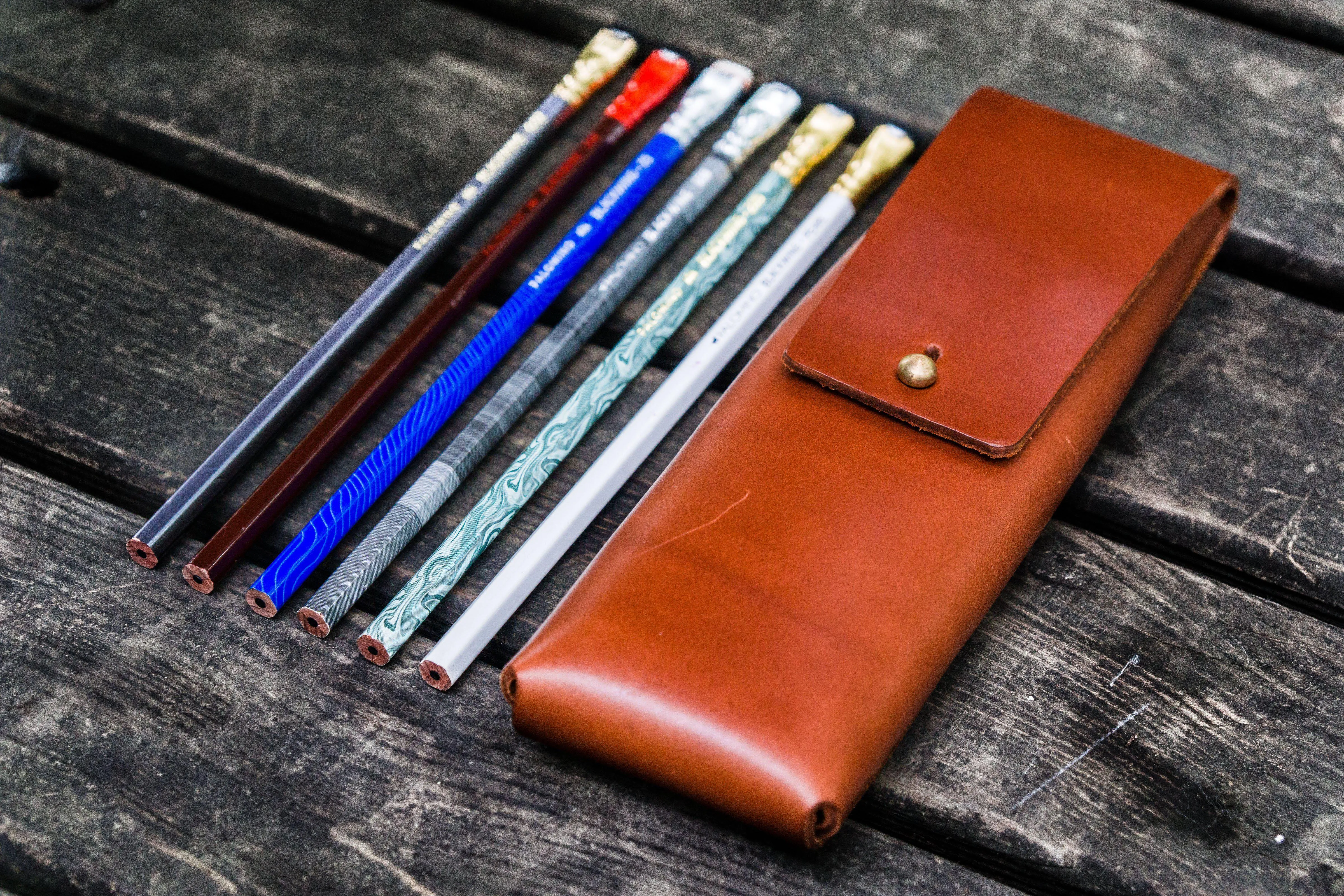 The Charcoal Leather Pencil Case for Blackwing Pencils - Brown