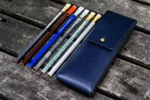 The Charcoal Leather Pencil Case for Blackwing Pencils - Navy Blue