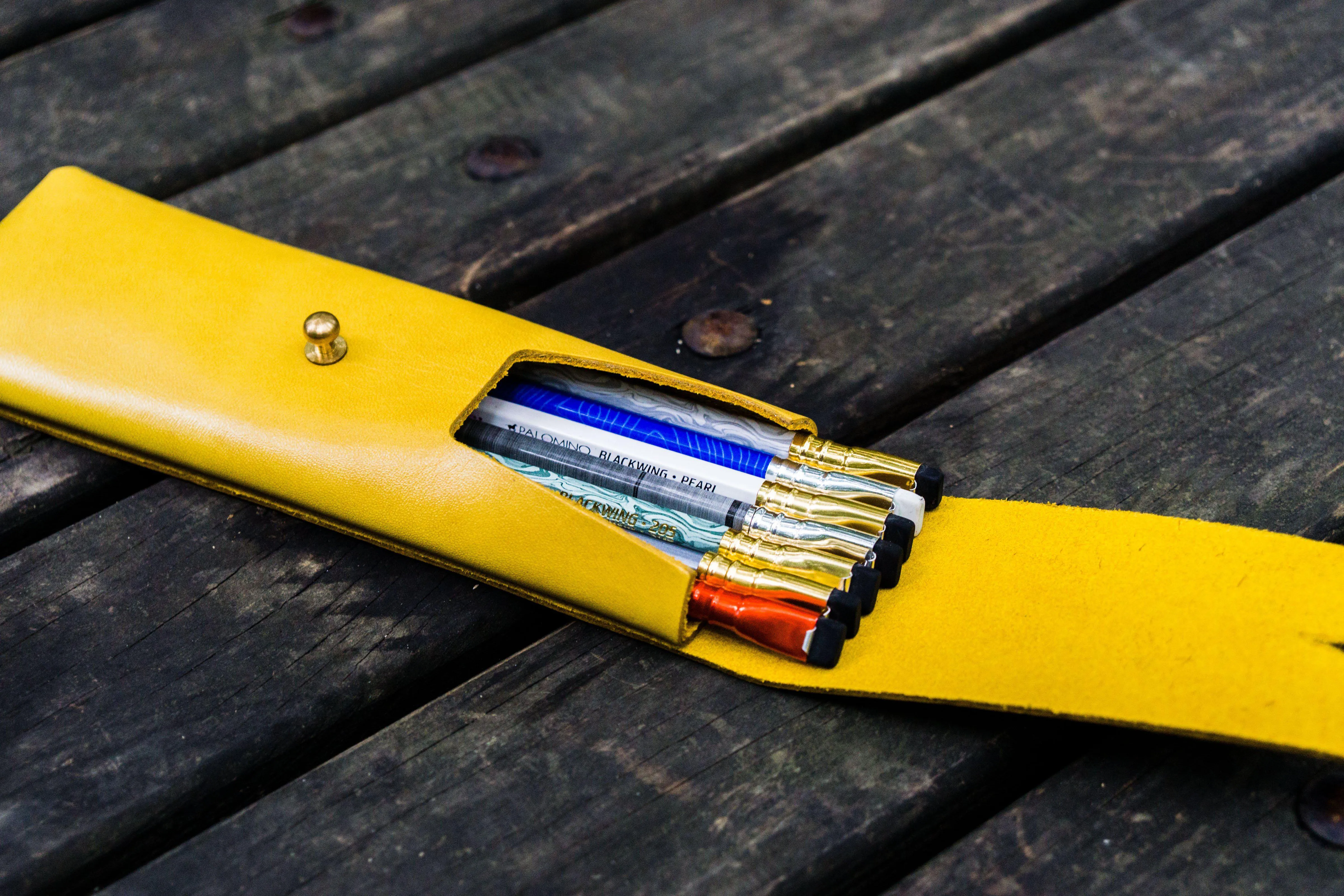 The Charcoal Leather Pencil Case for Blackwing Pencils - Yellow