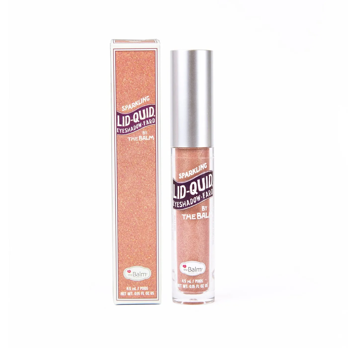 theBalm Lid-Quid Sparkling Shimmering Liquid Eyeshadow, Liquid Highlighter, Eye Makeup, Long wearing, Buildable, Travel-Size, Bellini, 1.1 ounces